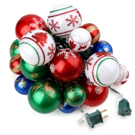 AIRIVO Christmas Tree Ball Ornaments, 28ft 25 Bulb Outdoor Christmas String Lights, Indoor Christmas Lights Plug in End to End Expandable, Ornaments for Christmas Tree Decorations