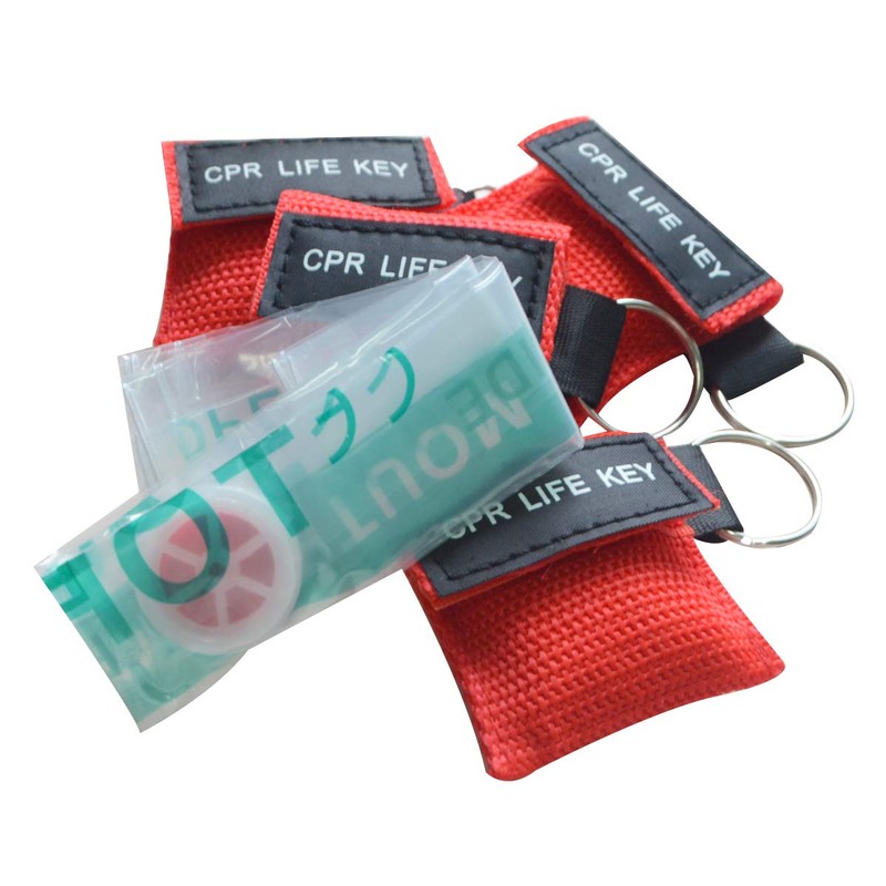 Elysaid 100 Pcs/pack CPR Barrier Keychain with Cpr Face Shield