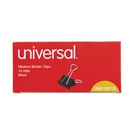(3 Pack Value Bundle) UNV10210 Medium Binder Clips, Steel Wire, 5/8" Cap., 1-1/4" Wide, Black/Silver