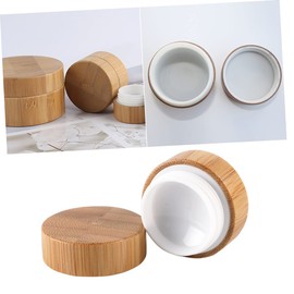 Outanaya 5g Bamboo Cream Bottle Travel Cosmetic Container for Creams Lightweight and Leakproof Bamboo Cosmetic Jar for Daily Use and Travel