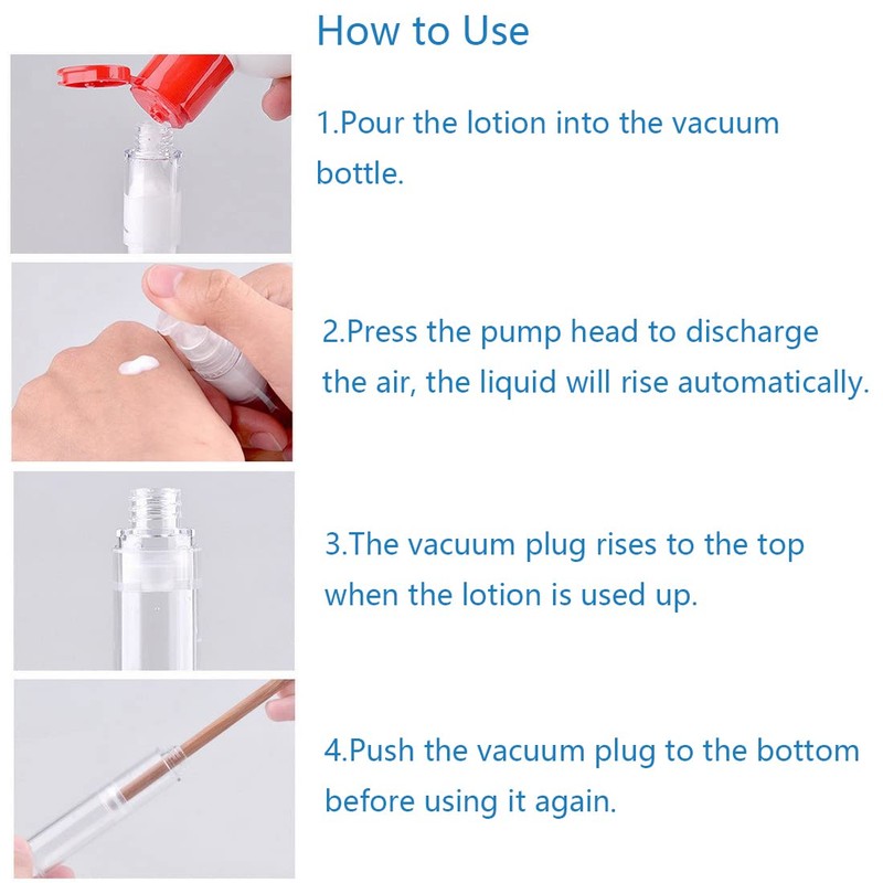 erioctry 5 ml Airless Pump Bottle-Empty Refillable Airless Vacuum Pump