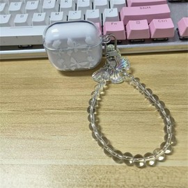 SCQYCWA for Airpods 4 Clear Case Cover, Transparent TPU Protective Case for AirPod 4 Earphones, Advanced Cute Fashion Pattern Protective Set with Bracelet (Butterfly)