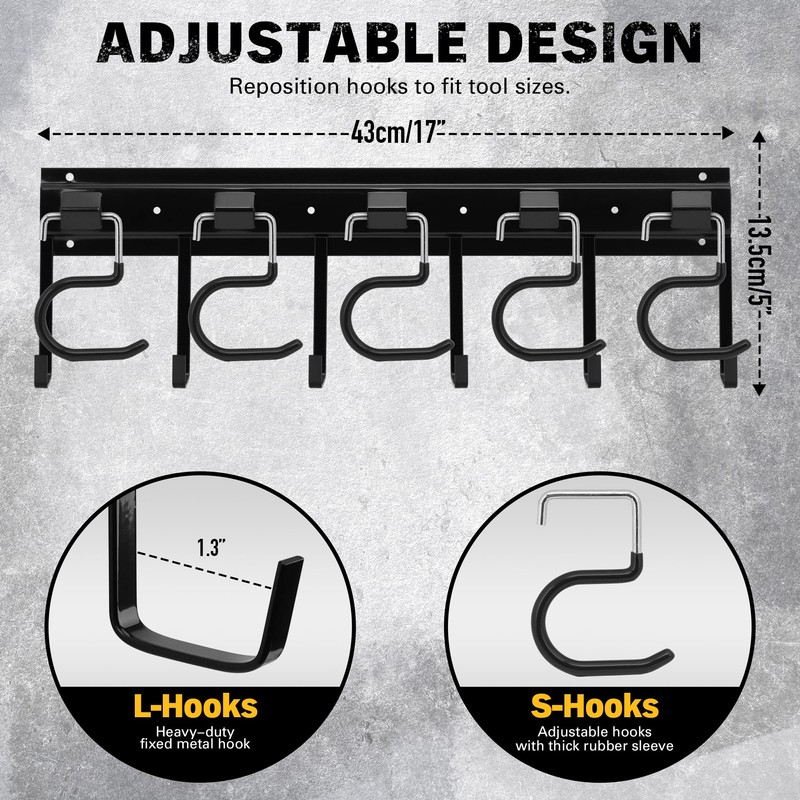 ELEAD 68'' All Metal Adjustable Garden Tool Organizer: Garage Tool