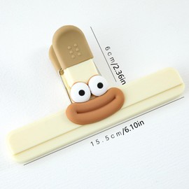 2 Packs Cartoon Sealing Clips, Smiling Face Chip Bag Clips Multipurpose Clips Sausage Mouth Clips, Fresh Keeping Clamp for Home, Snacks Bag Sealer Sealing for Snacks Chip Fruits, Large+Medium