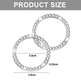 Trifletopia 2Pcs Push Start Button Cover, Stop Start Button Cover - Key Ignition Starter & Knob Bling Ring - Crystal Rhinestone Decoration - Bling Car Accessories for Women - for Car Interior