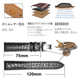 Moran Genuine Leather Watch Band, Replacement Strap, D Buckle, For Men, Wrist Watch, Waterproof/Sweatproof Strap, Available Widths 18mm, 19mm, 20mm, 21mm, 22mm, 23mm, 24mm