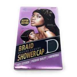 DREAM Super Jumbo Braid Deluxe Luxury Shower Cap (BLACK)