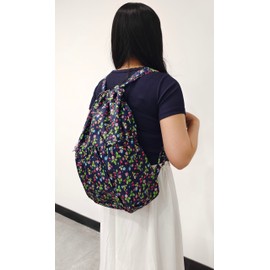 YUNZLAN Floral Large Drawstring Backpack with 4 Pockets String Swim Gym Bag for Women Lightweight Cinch Bag Travel and Daily Use