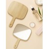 OMIRO Hand Mirror, Large Natural Bamboo Handheld Mirror with Handle,