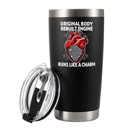 Original Body Rebuilt Engine Recovery Gifts Open Heart Surgery Survivor Mugs From Friends Family Patient Cardiologist Insulated Stainless Steel Tumbler With Removable Lid And Straw 20 oz Black