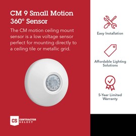 SensorSwitch Ceiling Motion Sensor, PDT Passive Dual Technology Passive Infrared PIR and Microphonics Occupancy Sensor, 360° Small Motion Detection, Indoor Use, Line Voltage, Standard Range