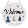 Winter Welcome Door Sign,Wooden Snowy Pine Tree Door Decor
