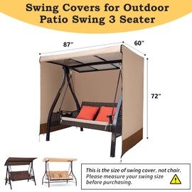 CHENGWEI Outdoor Swing Cover 3 Triple Seater Waterproof Patio Porch Swing Covers Replacement for Winter,3 Seater Garden Furniture Swing Chair Protector Cover(87"*60"*72")