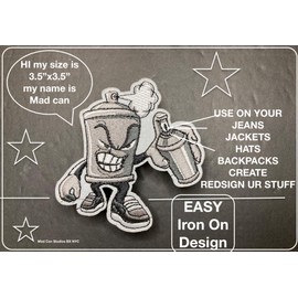 Spray Paint can Design Graffiti Street Urban Art Artist inspiredClothing Iron on Patches for Jeans Backpacks Hats Shirts Accessories Fashion Style (1pcs)