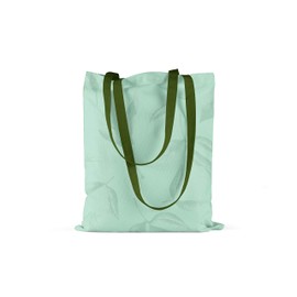 Le Jardin du Lin Printed Shopping Bag with Green Long Handles, Reusable Bag, Foldable, Fabric Bag, Size: 34 x 40 cm