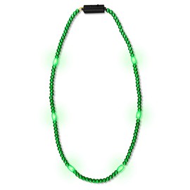 FlashingBlinkyLights Green Light Up LED Mardi Gras Bead Necklace