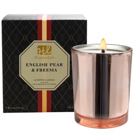 HEGINSOLIFE English Pear & Freesia Scented Candle - Luxury Aromatherapy, Long-Lasting Eco-Friendly Soy Wax, Elegant Home Décor, Ideal for Relaxation & Stress Relief