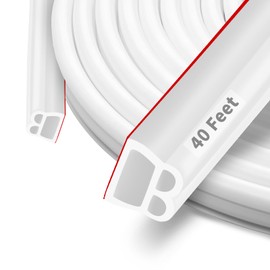 Fingwerk 40 Feet Rubber Weather Stripping Door Seal Large Gap, Self-Adhesive Extra Thick Universal Car Exterior Door Weather Stripping Door Seal Strip for Door Fram, Easy Installation(White)