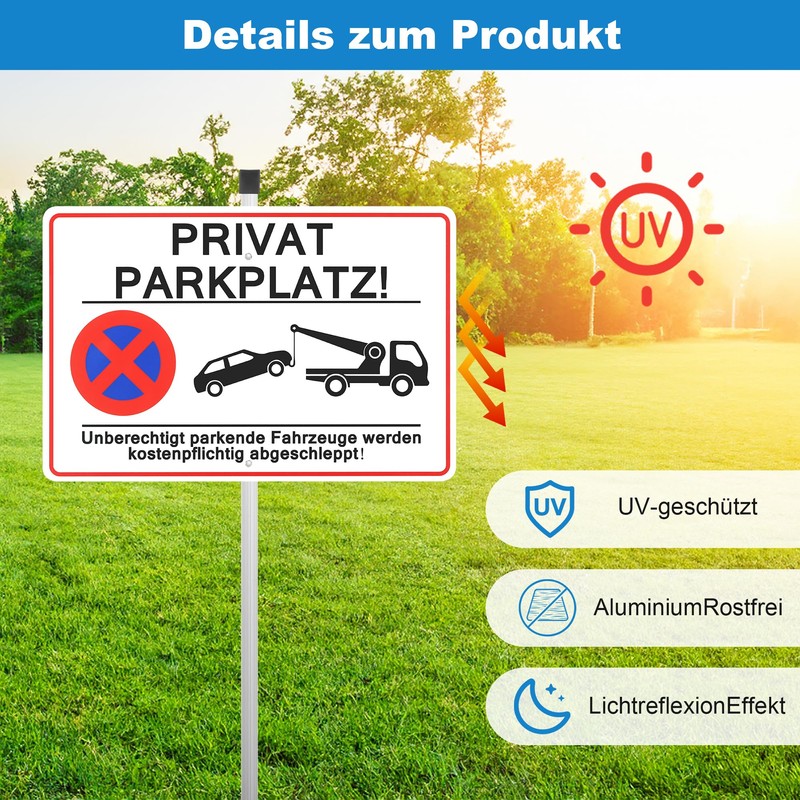 JIZZU Privatparkplatz Sign Parking Prohibited 30 x 20 cm, Signs