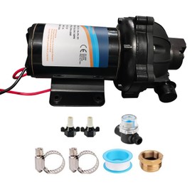 AKWH RV Fresh Water Pump - 7GPM, 70PSI, 12V DC, Self-Priming Diaphragm with Heavy Duty Pressure Switch and Strainer for RV, Marine, Yacht, Caravan (Black)