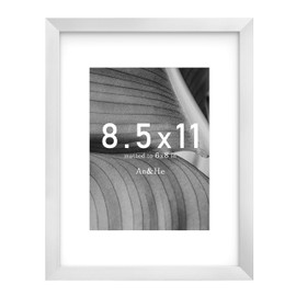 An&He 8.5 By 11 Picture Frame, Silver Photo Frame for Tabletop and Wall Display, Minimalist Design, 8.5x11 Frame Set of 1