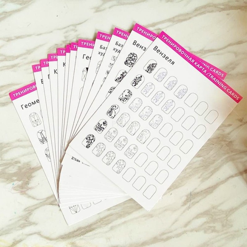 12 Sheets Blank Nail Art Training Cards,Manicure Training Cards for