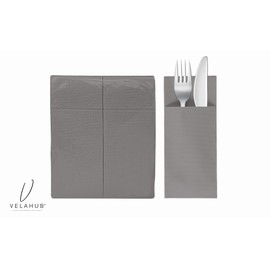 VelaHub Soft Point 50 Cutlery Napkins, High-Quality Disposable Napkins, 32 x 38 cm, Grey