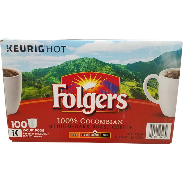 Folger's 100 unidades 100% café colombiano, 3 onzas