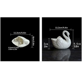 XESAGSNV White Ceramic, Swan Flowerpot, Succulent Flowerpot, Medium Temperature Porcelain, Can be Used as Candle Holder (1, Large)