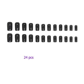 Black Press on Nails Square Coffin Medium Luxury Fake Nails Glitter Acrylic False Nails 24Pcs Glue On Nails Stick On Nails for Women Girls