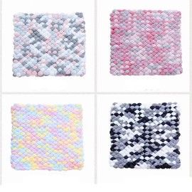 4 Balls Pom Bomb Yarn,100% Polyester Pomp-A-Doodle Jelly Bean POM-POM Ball Yarn for Crochet Knitting Blanket Mat Pet Nest 500g (Lovely Panda, L)