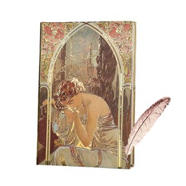 [Magic of Sedona] Mucha's Record Book (3) Journal, Creative Journal, Metal Angel Wings Bookmark, Art Nouveau Masters, Creative Notebook, Original Beautiful Girl Anime, Gorgeous and Gorgeous Foil
