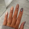 MERVF Medium Press on Nails Square Fake Nails Brown Squoval