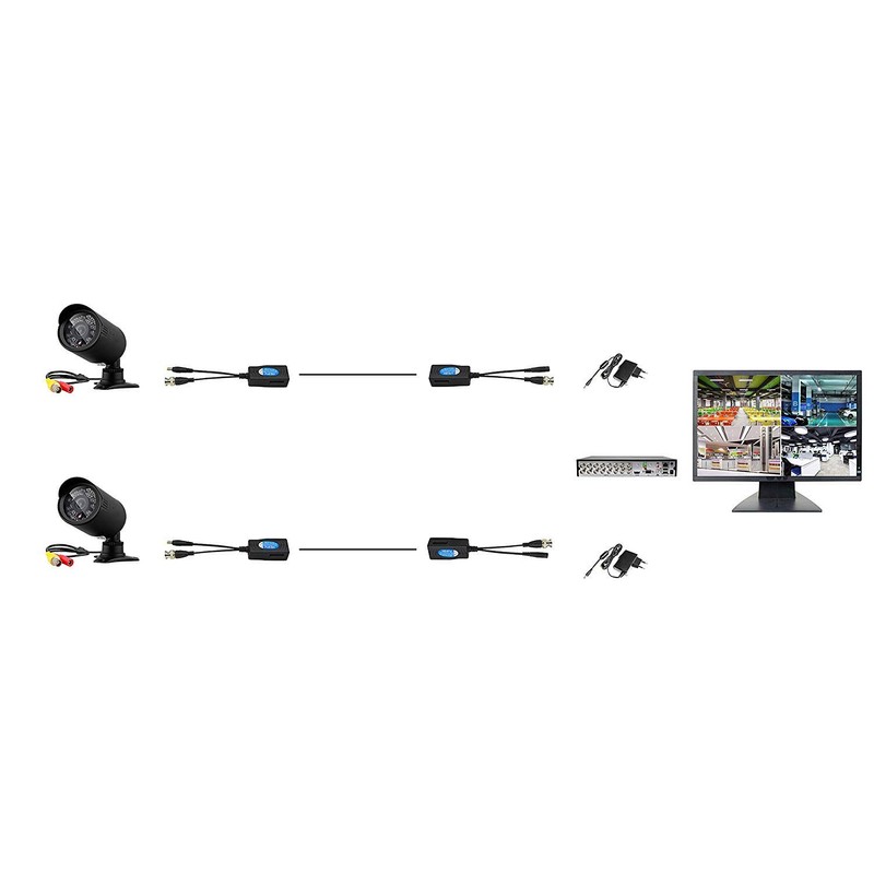 SinLoon 2 Pairs Passive Video HD-TVI/CVI/AHD Balun 1080 P-5 MP