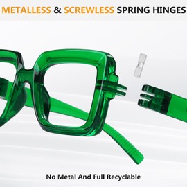 GTSY Oversized Reading Glasses for Women Metalless Screwless Spring Hinges 6 Pack Ladies Square Thick Frame Readers, Mix +0.75