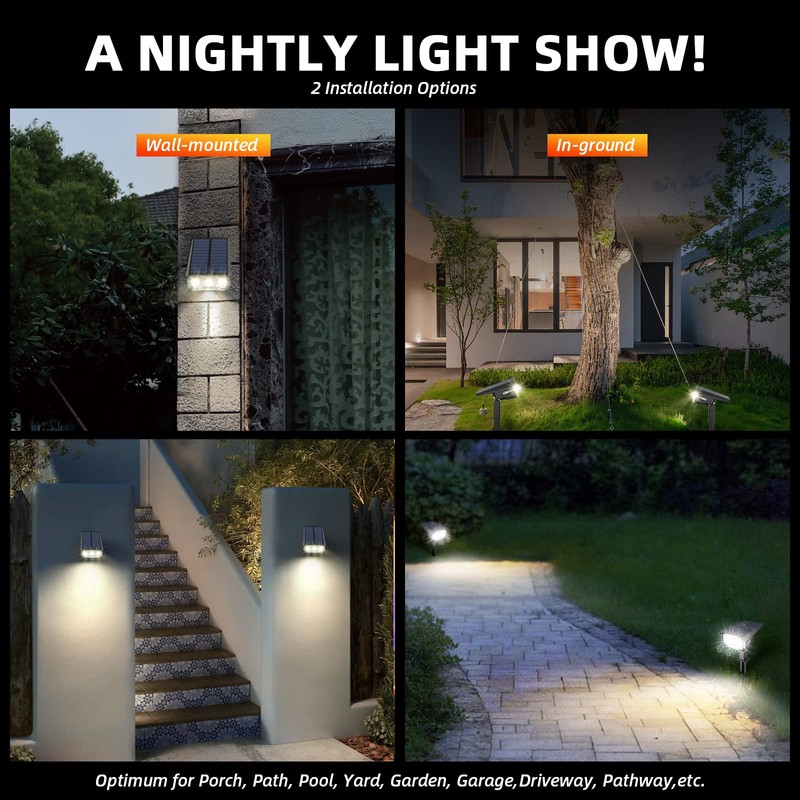 LEREKAM Solar Spot Lights Outdoor,40 LEDs Solar Outdoor Waterproof Landscape