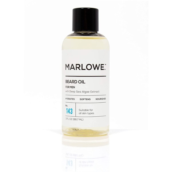 MARLOWE. Beard Oil Conditioner for Men No. 143 | Softer & Fuller Beard Care | Large 3oz Size | 100% Natural | Unscented Softener | Condition and Nourish Beard Health