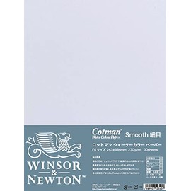 Windsor & Newton 19201054 Cotman Watercolor Paper F4 Fine 9.6 x 13.2 inches (243 x 334 mm), 30 Sheets per Pack, Natural White