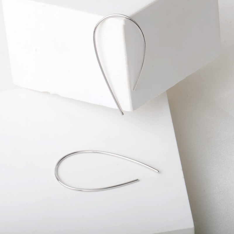 Pull Through Earrings Sterling Silver Wire Handmade Threader Hoops Minimal