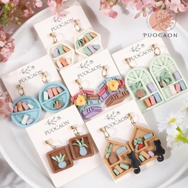 Puocaon Bookshelf Polymer Clay Cutters - 11 Pcs Back to School Polymer Clay Earring Cutters, Reusable School Books Cat Vases Pattern Cutter for Earring Jewelry Making