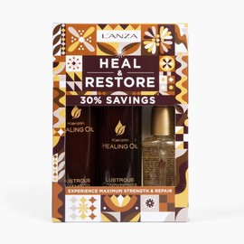 L'ANZA Keratin Healing Oil Trio Hair Kit, Restorative Lustrous Shampoo, Conditioner & Keratin Oil Treatment Serum in a Gift Box, Luxury Hair Care Kit For Dry, Damaged Locks (10.1/8.5/3.4 Fl Oz)