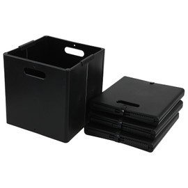 Fabnati Set of 4 Foldable Storage Cubes Plastic, Black Cubes Organizer Bins