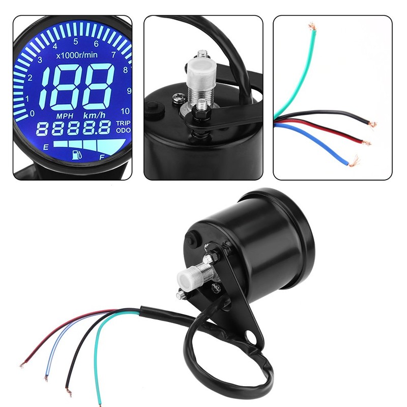 66mm Universal Digital LED Tachometer Speedometer Fuel Gauge Oil Level