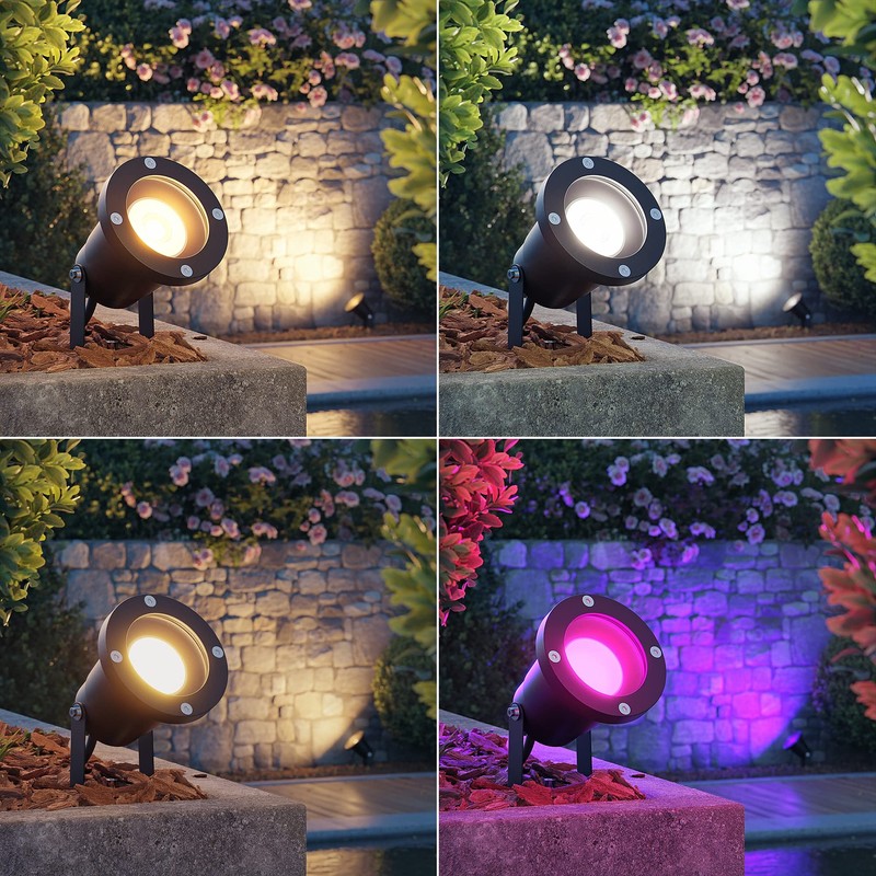 ledscom.de DUK Garden Spotlight for Outdoor Use, IP65, Plug, Black,