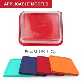 Sophico 11 Cup Rectangle Silicone Storage Cover Lids Replacement for Pyrex 7212-PC Glass Bowls, Container not Included (RED-2PACK)