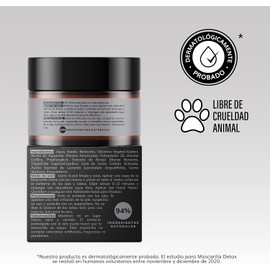 Mascarilla Facial Detox de Carbón Activado - Limpieza Profunda - Absorbe Grasas - Purifica - Disminuye Puntos Negros y Poros - Limpia Impurezas- Arcillas Puras (Kaolin y Bentonita)+ Cera de Arroz+ Extractos Naturales- 94% Ingredientes Naturales- Piel Norm