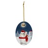 Festive Winter Night Pet and Snowman Ornament - Djungarian Hamster