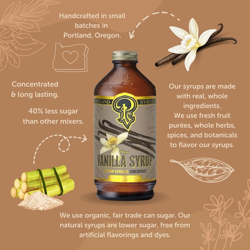 Portland Syrups Vanilla Syrup – Flavoring for Coffee, Lattes, Cold