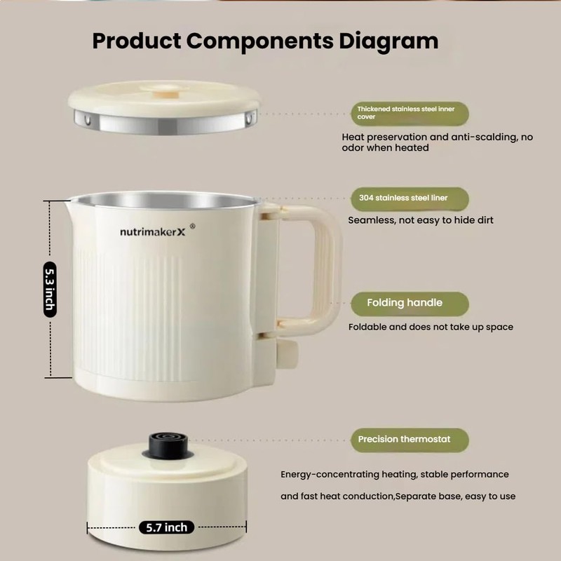 Premium Travel-Friendly Foldable Electric Kettle - 21oz Hot Water Boiler