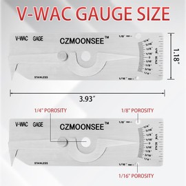 CZMOONSEE V-WAC Stainless Steel Imperial Weld Groove Biting Depth Gauge, Depth Inspection Gauge, Professional Welder Measuring Tool